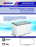 Omcan 45292 - 34" Two (2) Door Ice Cream Display Chest Freezer with Flat Glass Top, 7.1 cu.ft. (201 L)
