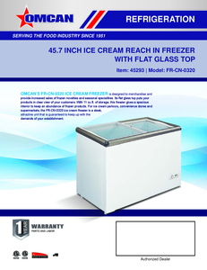 Omcan 45293 - 46″ Two (2) Door Ice Cream Display Chest Freezer with Flat Glass Top, 11 cu.ft. (311 L)