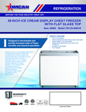 Omcan 46493 - 39" Two (2) Door Ice Cream Display Chest Freezer with Flat Glass Top, 9.5 cu.ft (270 L)