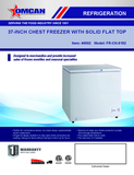 Omcan 46502 - 37" One (1) Door Chest Freezer with Solid Flat Top, 6.7 cu.ft. (190 L)