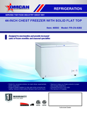 Omcan 46503 - 44" One (1) Door Chest Freezer with Solid Flat Top, 10 cu.ft. (283 L)
