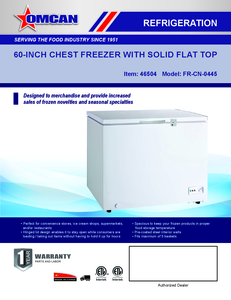 Omcan 46504 - 60" One (1) Door Chest Freezer with Solid Flat Top, 15.3 cu.ft. (433 L)
