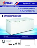 Omcan 46505 - 76" Two (2) Door Chest Freezer With Solid Flat Top 19.8 cu.ft. (560 L)