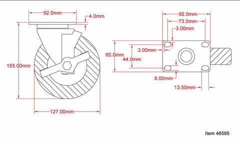 Omcan 46585 - Caster with Brake for Dish Cabinets and Worktable Cabinets