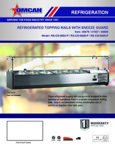 Omcan 46680 - 79" Refrigerated Topping Rail with Glass Guard