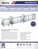 Omcan 50102 - 36″ Two (2) Door Undercounter Refrigerator, 8.7 cu. ft (246 L), Stainless Steel