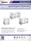 Omcan 50099 - 60″ Two (2) Door Worktop Refrigerator with Backsplash, 15 cu.ft. (425 L), Stainless Steel