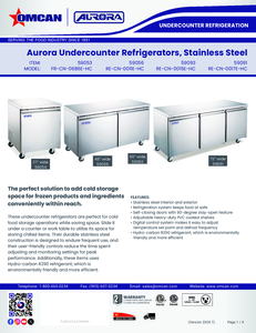 Omcan 59054 - Aurora 27″ One (1) Door Undercounter Refrigerator, 6 cu.ft. (177 L), Stainless Steel