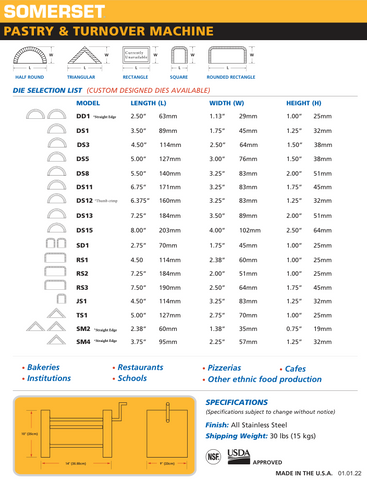 Somerset SPM‐45 - PASTRY TURNOVER MACHINE