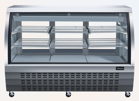 Omcan 50085 - 64″ Two (2) Shelf Floor Refrigerated Showcase, 22 cu.ft. (620 L), Stainless Steel