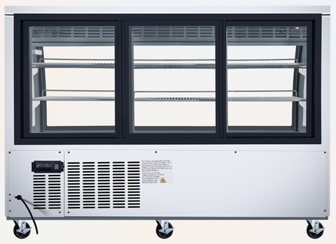 Omcan 50085 - 64″ Two (2) Shelf Floor Refrigerated Showcase, 22 cu.ft. (620 L), Stainless Steel