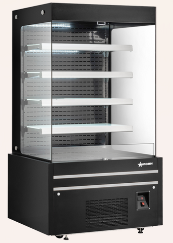 Omcan 48378 - 48” Four (4) Shelf Grab-and-Go Black Open Front Refrigerated Showcase, 19.77 cu.ft. (560 L), Black