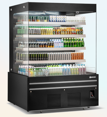 Omcan 48379 - 60” Four (4) Shelf Grab-and-Go Open Front Refrigerated Showcase, 33.90 cu.ft. (960 L), Black