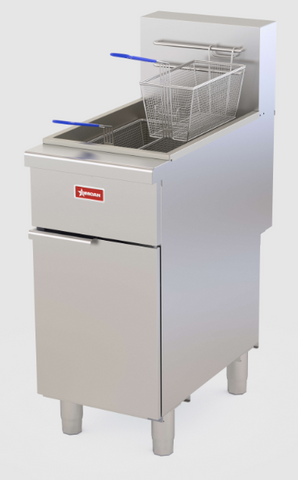 Omcan 48550 - 50 lbs. Open Pot Natural Gas Fryer Floor Model - 122,000 BTU