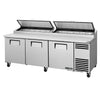 True TPP-AT2-93-HC - 93.4" Refrigerated Pizza Prep Table with Three Doors and Alternate Top