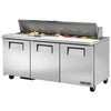 True TSSU-72-18-HC - 72" Refrigerated Prep Table with Three Doors