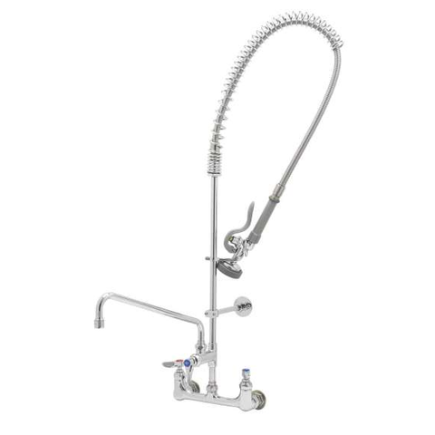 T&S Brass - Wall-Mounted Pre-Rinse Assembly with 44" Hose and Add-On Faucet - 12" Swing Nozzle