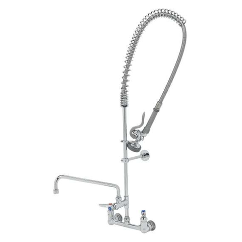 T&S Brass - Wall-Mounted Pre-Rinse Assembly with 44" Hose and Add-On Faucet - 12" Swing Nozzle