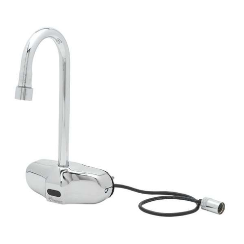 T&S Brass EC-3105-VF12 - Wall-Mounted Electronic Sensor Faucet - 4" Rigid Gooseneck Nozzle