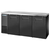 True TBB24-72-3S-Z1-SFT-B-1 - 72.2" Bar Cooler with Three Swinging Solid Doors