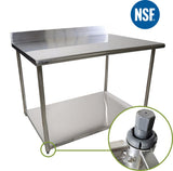 VacMaster Steel 36" X 48" 18-Gauge Stainless Steel Work Table with 4" Backsplash