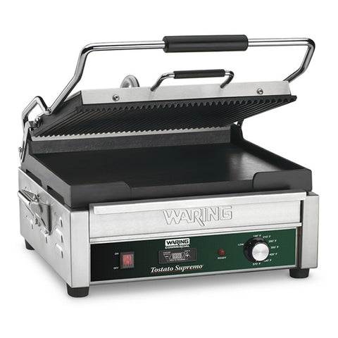 Waring Commercial WDG250 - 14" x 11" Panini Grill - Grooved Top, Smooth Bottom
