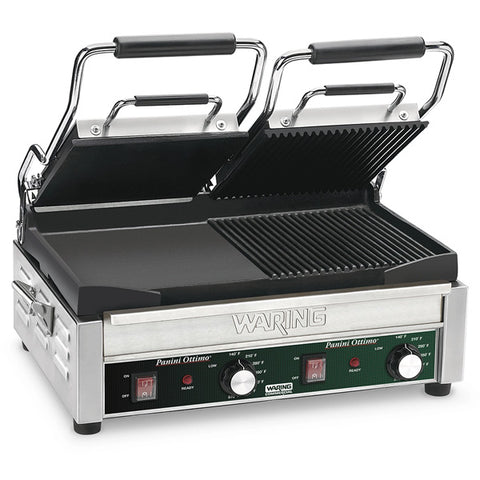 Waring Commercial WDG300 - 17" x 9" Panini Grill - Smooth Left, Grooved Right