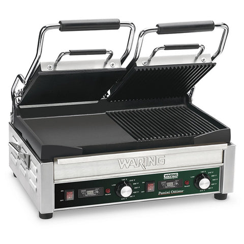 Waring Commercial WDG300 - 17" x 9" Panini Grill - Smooth Left, Grooved Right