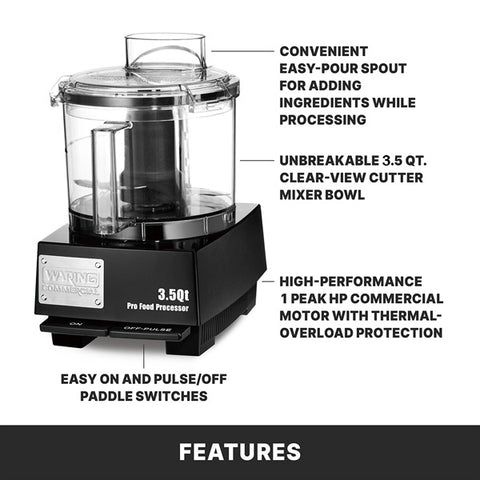 Waring Commercial WFP14SW - 3.5 Qt. Food Processor with Flat Lid - 1 HP
