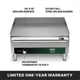 Waring Commercial WGR240X - 24" Electric Griddle - 240v, 3.3 kW