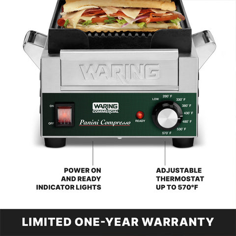 Waring Commercial WPG200 - 7.75" x 14.5" Grooved Panini Grill