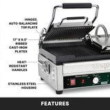 Waring Commercial WPG300 - 17" x 9.25" Grooved Double Panini Grill