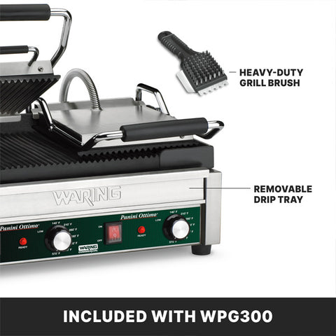 Waring Commercial WPG300 - 17" x 9.25" Grooved Double Panini Grill