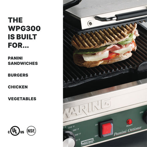 Waring Commercial WPG300 - 17" x 9.25" Grooved Double Panini Grill