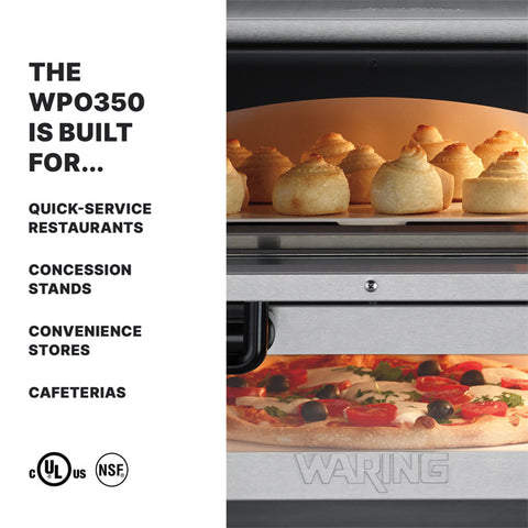 Waring Commercial WPO350 - Electric Countertop Pizza Double Deck Oven - 14" x 14" x 3.5" Deck