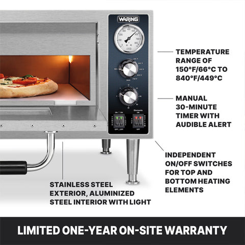 Waring Commercial WPO500 - Electric Countertop Pizza Deck Oven - 18" x 18" x 4" Deck
