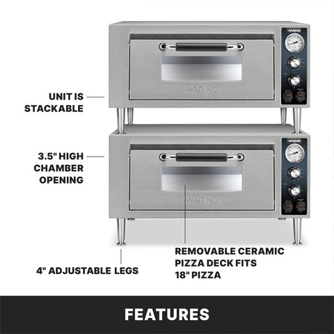 Waring Commercial WPO500 - Electric Countertop Pizza Deck Oven - 18" x 18" x 4" Deck