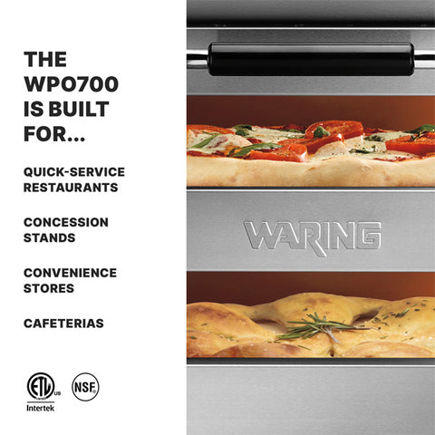 Waring Commercial WPO700 - Electric Double Deck Single Chamber Countertop Pizza Oven - 18" x 18" Decks