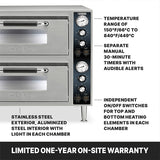 Waring Commercial WPO750 - Electric Double Deck Countertop Pizza Oven - 18" x 18" x 4" Decks