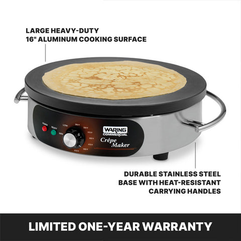 Waring Commercial WSC160X - 16" Electric Crepe Maker - 120v