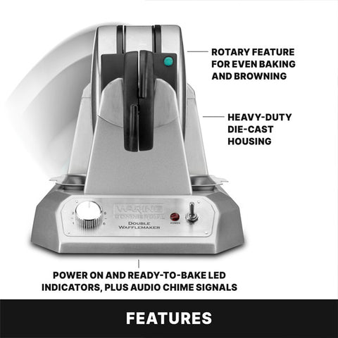 Waring Commercial WW200 - Double Belgian Waffle Maker - 120v, Rotary