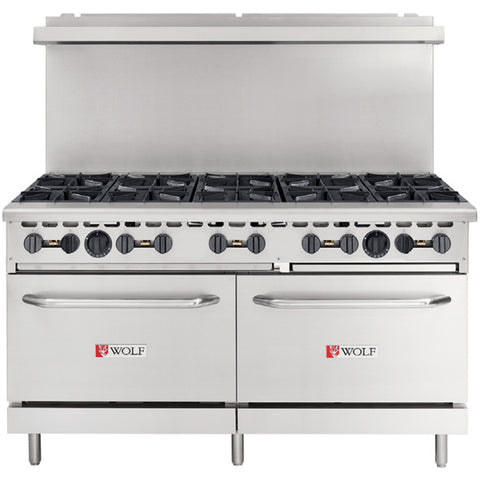 Wolf by Vulcan WX60F-10B - 60" Commercial Gas Range with 10 Open Burners and 2 Ovens