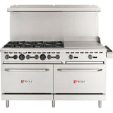 Wolf by Vulcan WX60F-6B24G - 60" Commercial Gas Range with 6 Open Burners, 2 Ovens and 24" Griddle