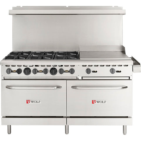 Wolf by Vulcan WX60F-6B24G - 60" Commercial Gas Range with 6 Open Burners, 2 Ovens and 24" Griddle
