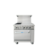 Atosa AGR-2B24GR — 36″ Gas Range with Two (2) Open Burners & 24″ Griddle