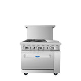 Atosa AGR-4B12GR — 36″ Gas Range with Four (4) Open Burners & 12″ Griddle