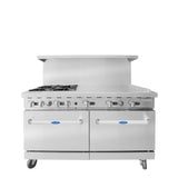 Atosa AGR-4B36GR — 60″ Gas Range with Four (4) Open Burners & 36″ Griddle