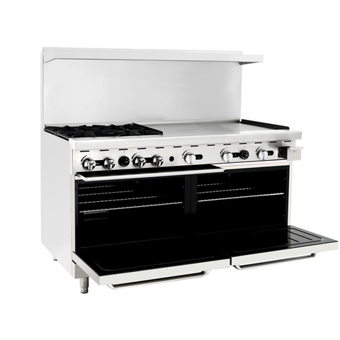 Atosa AGR-4B36GR — 60″ Gas Range with Four (4) Open Burners & 36″ Griddle