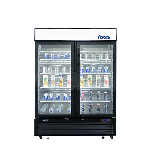 Atosa MCF8723GR — Black Cabinet Two (2) Glass Door Merchandiser Cooler