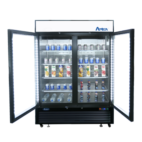 Atosa MCF8723GR — Black Cabinet Two (2) Glass Door Merchandiser Cooler